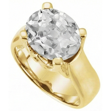 Afbeelding in Gallery-weergave laden, Diamant Antiek Cushion Solitaire Verlovingsring in 14K Geelgoud – vooraanzicht
