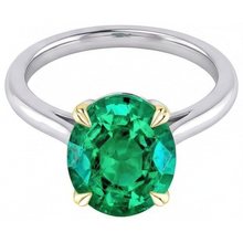 Afbeelding in Gallery-weergave laden, Ovaal Geslepen Fijne Smaragd ring in Bicolor 14K Goud – vooraanzicht
