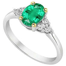 Afbeelding in Gallery-weergave laden, Smaragd Sieraadsteen Ring 2-karaat Bicolor 14K Goud – hoekaanzicht
