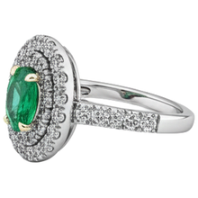 Afbeelding in Gallery-weergave laden, Smaragd Edelsteen Ring 2 karaat Tweekleurig 14K Goud – profielaanzicht
