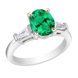 Smaragd Gekleurde Steen Ring 3,50 karaat – 14 Karaat Tweekleurig