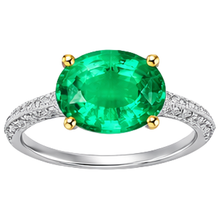 Afbeelding in Gallery-weergave laden, Smaragd Sieraadsteen Ring 2-karaat Bicolor 14K Goud – vooraanzicht

