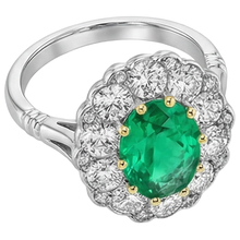 Afbeelding in Gallery-weergave laden, Smaragd Edelsteen Ring 2 karaat Bicolor 14K Goud – vooraanzicht
