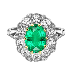 Smaragd Edelsteen Ring – GIA-Gecertificeerd 2 karaat Bicolor 14K