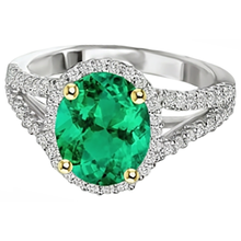Afbeelding in Gallery-weergave laden, Sieraadsteen Ring Bicolor 14K Goud met Fijne Smaragd – vooraanzicht
