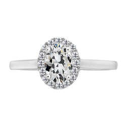 3 karaat Briljant Halo Verlovingsring in 14K Witgoud