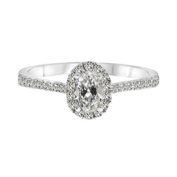 Fijne Diamant Halo Verlovingsring – 14 Karaat Witgoud 3 karaat