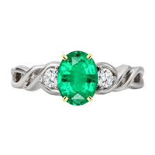 Afbeelding in Gallery-weergave laden, Gekleurde Steen Ring Bicolor 14K Goud met Smaragd – hoofdaanzicht
