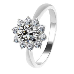 Handgemaakte Fijne Diamant Halo Verlovingsring 2 karaat