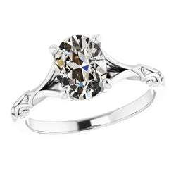 Natuurlijk Old Mine Slijpvorm Briljant Solitaire Ring 3 karaat
