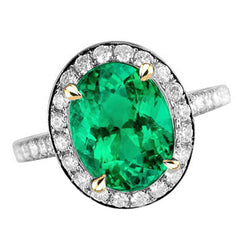 Pavé Colombiaanse Smaragd Edelsteen Ring 3,50 karaat – 14K