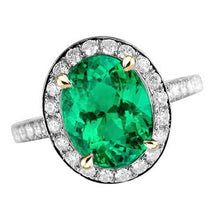Afbeelding in Gallery-weergave laden, Ovaal Colombiaanse Smaragd ring in 14K Geelgoud – hoofdaanzicht
