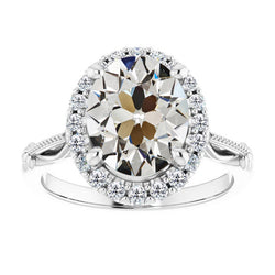 Briljant Antiek Halo Zetting Ring 4 karaat in 14 Karaat Witgoud