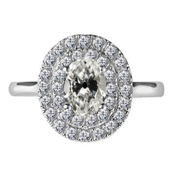 Old Mine Slijpvorm Fijne Diamant Halo Ring in 14K Witgoud – 3