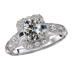 Antiek Cushion Briljant Halo Ring – 3 karaat in 14K Witgoud