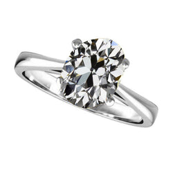 Briljant Solitaire Ring – Antiek Europees 3 karaat 14K Witgoud