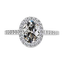 Briljant Antiek Cushion Halo Ring 3,50 karaat in 14K Witgoud