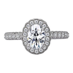 Fijne Diamant Halo Ring 4 karaat – 14K Witgoud