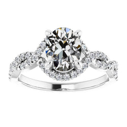 Ambachtelijk Antiek Cushion Fijne Diamant Solitaire Ring met