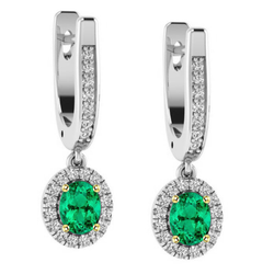 Gemstone Earring Bicolor 14K Goud – Colombiaanse Smaragd Ovaal
