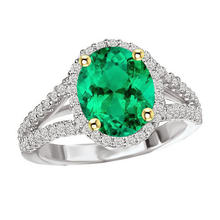 Afbeelding in Gallery-weergave laden, Fijne Smaragd Sieraadsteen Ring 4 karaat Bicolor 14K Goud – hoofdaanzicht
