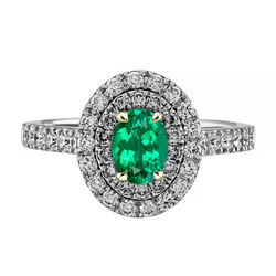 Smaragd GIA Gekeurd Edelsteen Ring 2 karaat in Tweekleurig 14K