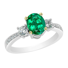 Afbeelding in Gallery-weergave laden, Smaragd Edelsteen Ring 2,50-karaat Bicolor 14K Goud – hoofdaanzicht

