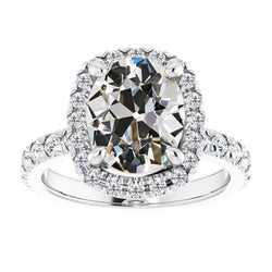 Echt Antiek Cushion Briljant Solitaire Ring met Accenten 4 karaat