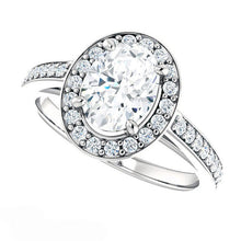 Afbeelding in Gallery-weergave laden, Fijne Diamant Solitaire Ring met Accenten 5,50-karaat 14K Witgoud – vooraanzicht
