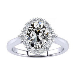 Authentiek Antiek Europees Briljant Halo Zetting Ring 4 karaat