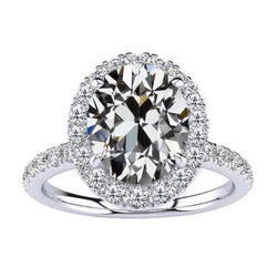 Halo Verlovingsring 14K Witgoud – Fijne Diamant Antiek Cushion