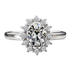 Diamant Halo Zetting Ring – 14K Witgoud 3 karaat