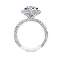 Afbeelding in Gallery-weergave laden, Briljant Antiek Cushion Halo Ring in 14 Karaat Witgoud – vooraanzicht
