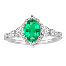Afbeelding in Gallery-weergave laden, Fijne Smaragd Edelsteen Ring 2 karaat Tweekleurig 14K Goud – hoofdaanzicht
