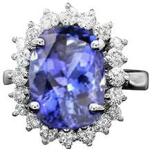 Afbeelding in Gallery-weergave laden, Ovale AAA tanzaniet en Natuurlijke echte diamanten ( niet in een laboratorium gekweekt ) 8 karaats ring nieuw wit goud 14k

