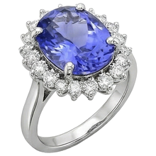 Afbeelding in Gallery-weergave laden, Ovale AAA tanzaniet en Natuurlijke echte diamanten ( niet in een laboratorium gekweekt ) 8 karaats ring nieuw wit goud 14k
