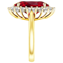 Afbeelding in Gallery-weergave laden, Ovale Birma Ruby Natuurlijke echte diamanten ( niet in een laboratorium gekweekt ) Flower Style Ring 10,50 karaat tweekleurig goud
