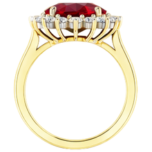 Afbeelding in Gallery-weergave laden, Ovale Birma Ruby Natuurlijke echte diamanten ( niet in een laboratorium gekweekt ) Flower Style Ring 10,50 karaat tweekleurig goud
