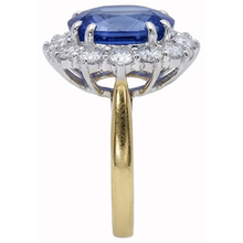 Afbeelding in Gallery-weergave laden, Ovale Ceylonsaffier Natuurlijke uit de aarde gewonnen Diamanten 8.51 Ct Ring Tweekleurig Witgoud 14K
