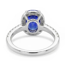 Afbeelding in Gallery-weergave laden, Ovale Ceylonese Saffier Halo Ring met Natuurlijke uit de aarde gewonnen Diamanten 11.75 Karaat Goud 14K
