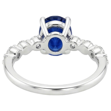 Afbeelding in Gallery-weergave laden, echte round saffier 5karaat ring close-up detail
