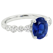 Afbeelding in Gallery-weergave laden, echte round saffier 5karaat ring profielweergave
