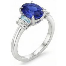 Afbeelding in Gallery-weergave laden, Ovale Edelsteen Ring Ceylon Saffier Sieraden Met Accenten 4 Karaat Goud
