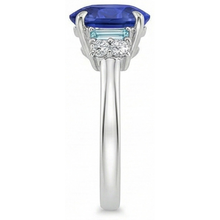 Afbeelding in Gallery-weergave laden, Ovale Edelsteen Ring Ceylon Saffier Sieraden Met Accenten 4 Karaat Goud
