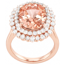 Afbeelding in Gallery-weergave laden, Ovale Morganite en ronde Natuurlijke echte diamanten ( niet in een laboratorium gekweekt ) 14 kt ring goud Rose 14K
