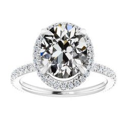 Ovale Oud Mijn Slijpsel Natuurlijke uit de a aarde gewonnen Diamanten Halo Ring 4 Prong Gezet 8 Karaat