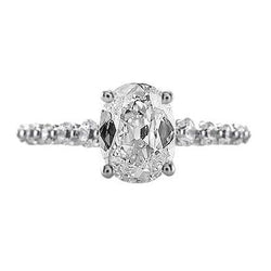 Ovale Oude Mijnwerker Echte Natuurlijke uit de aarde gewonnen Diamanten Solitaire Ring met Accenten Sieraden 3 Karaat