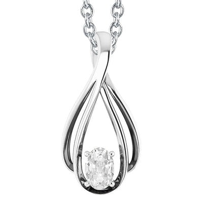 Ovale Oude Echt Mijnwerker Diamanten Sieraden hanger 1 Karaat Witgoud 14K