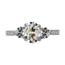 Ovale Oud Mijn Slijpsel Natuurlijke uit de aarde gewonnen Diamanten Ring Drie Steen Stijl 5.50 Karaat Goud