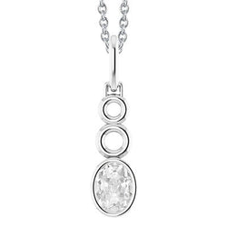 Ovale Oude Mijn Gesneden 2 Karaat Echt Diamanten Hanger Met Ketting Bezel set